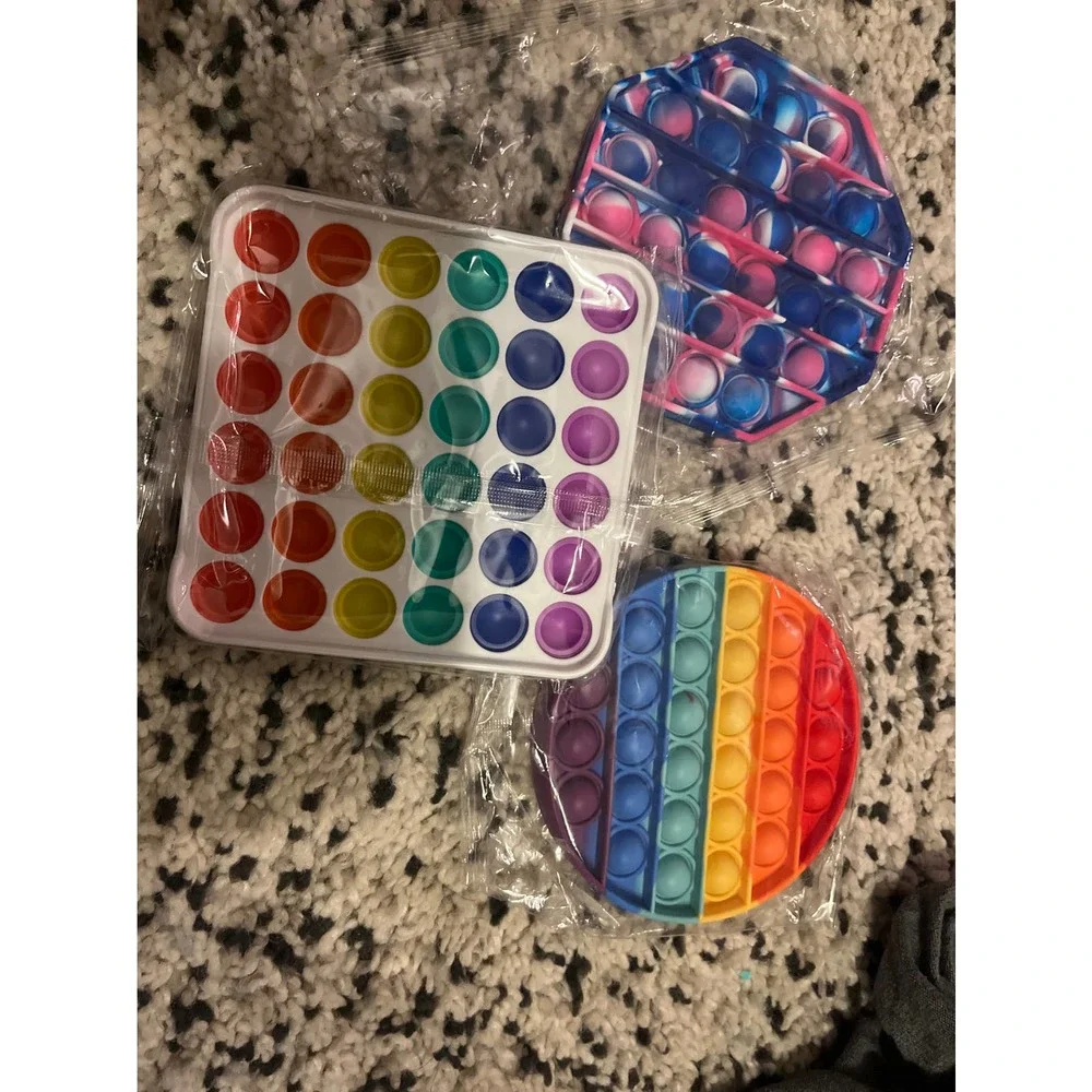 NEW SEALED Multicolor Grid Silicone Fidget Toy Stress Relief Rehab Adult Popper - Picture 1 of 2